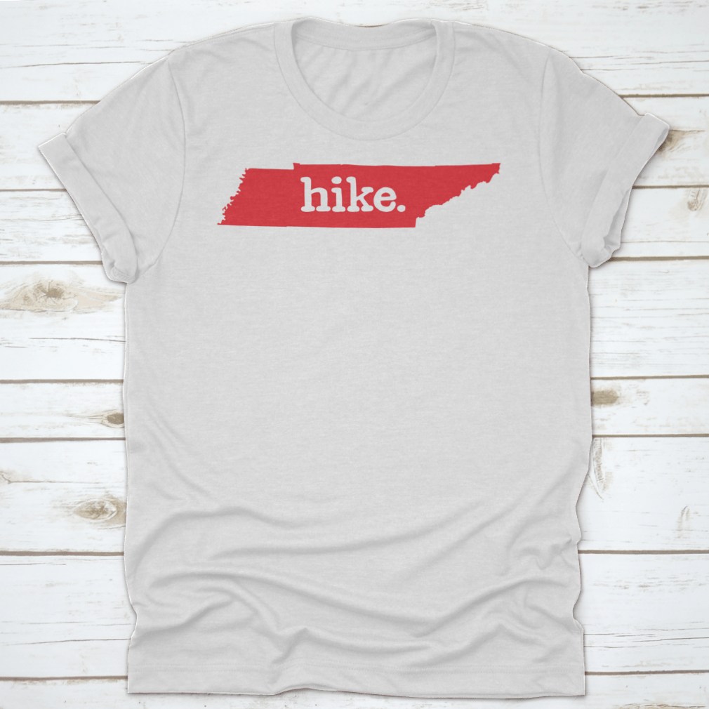 Tennessee Hike State Vector Sign T-Shirt featuring a trendy design, made from 100% cotton, perfect for outdoor enthusiasts.