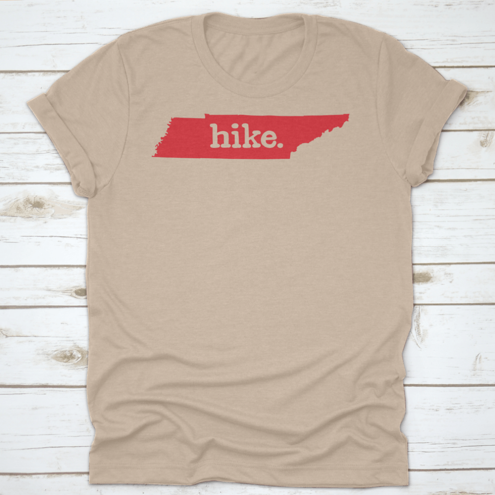 Tennessee Hike State Vector Sign T-Shirt featuring a trendy design, made from 100% cotton, perfect for outdoor enthusiasts.