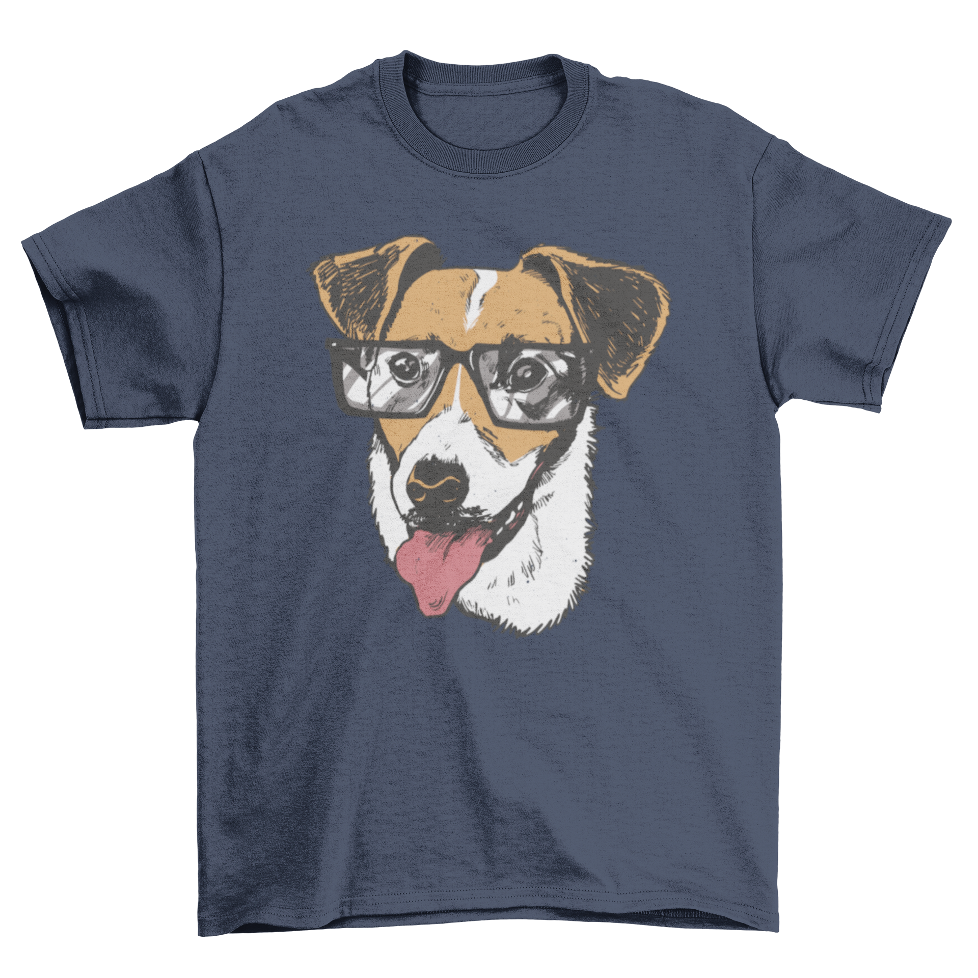 A stylish t-shirt featuring a jack russel terrier dog wearing glasses, perfect for dog lovers.