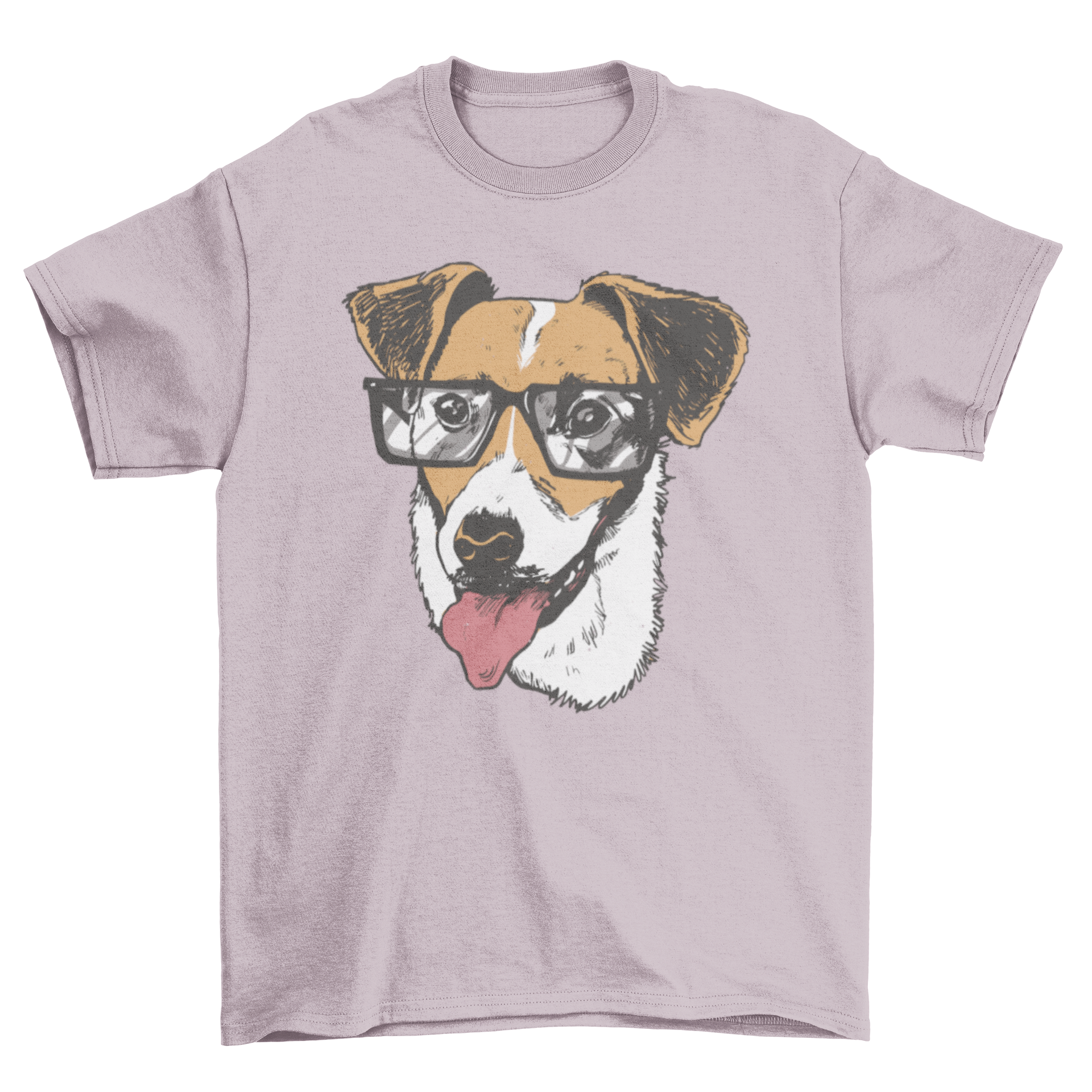 A stylish t-shirt featuring a jack russel terrier dog wearing glasses, perfect for dog lovers.