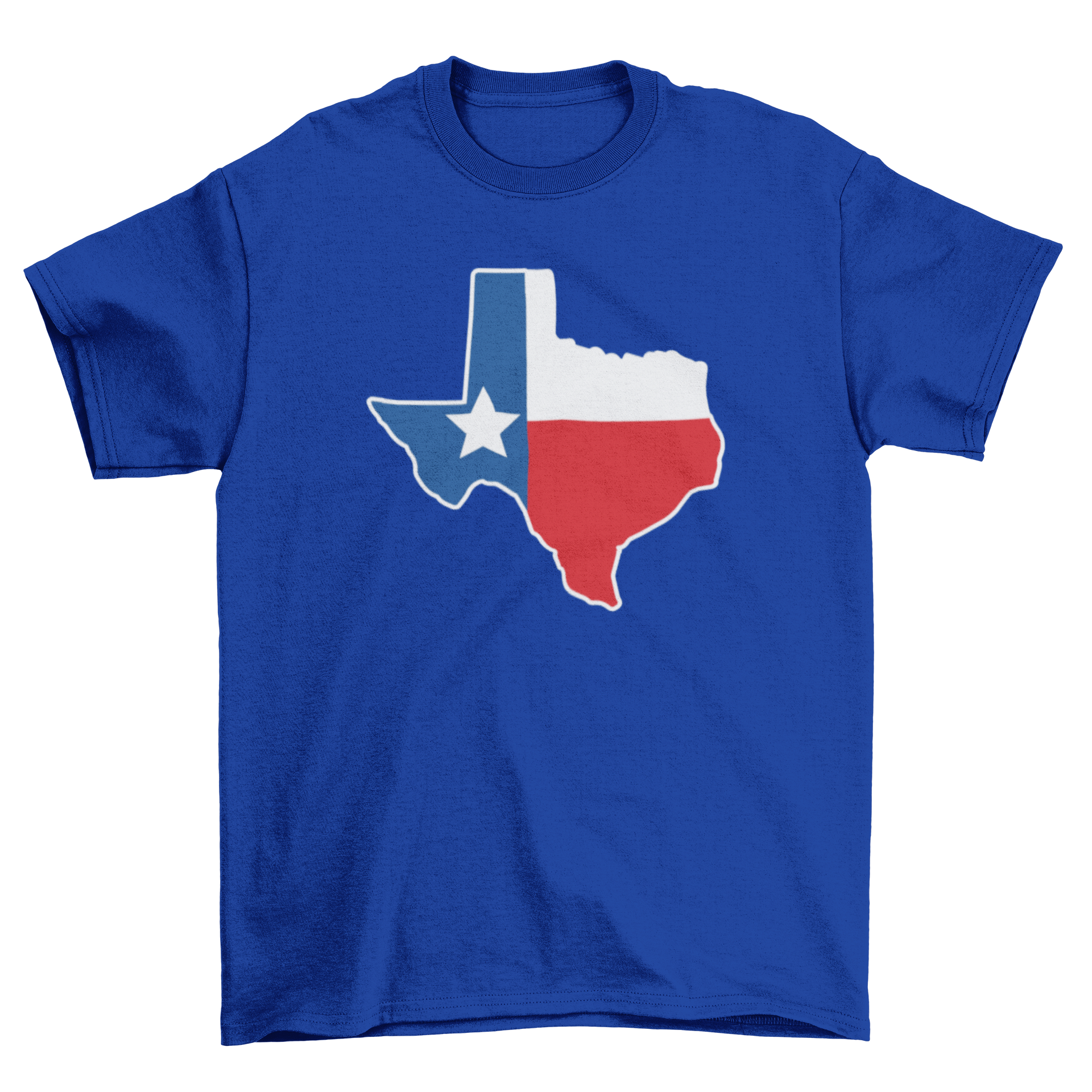 Texas map flag t-shirt design featuring the Texas map with the flag inside, showcasing state pride.