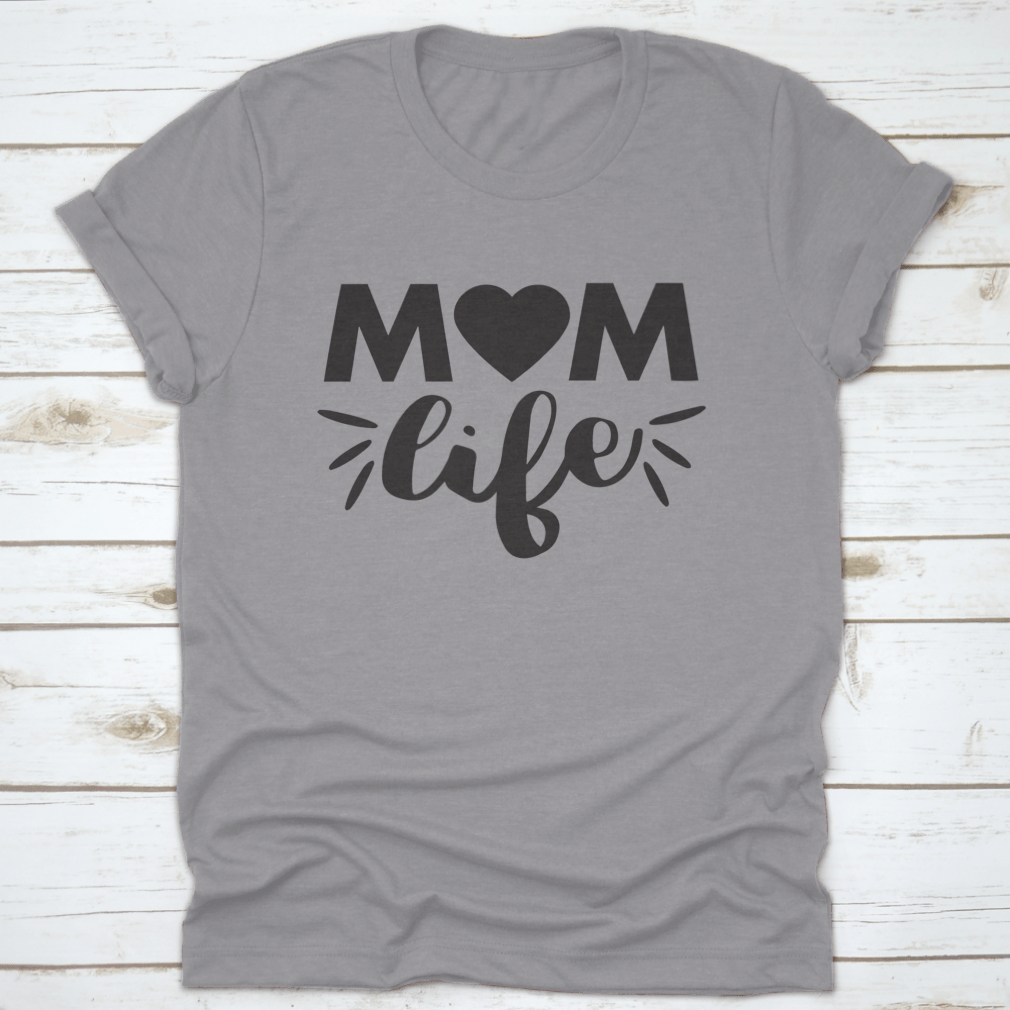 A stylish 'Mom Life' t-shirt in soft cotton fabric, featuring a nice font design, perfect for celebrating motherhood.