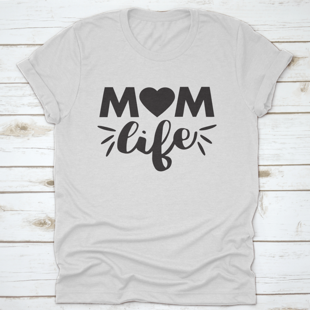 A stylish 'Mom Life' t-shirt in soft cotton fabric, featuring a nice font design, perfect for celebrating motherhood.