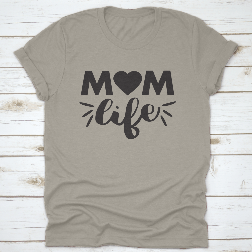 A stylish 'Mom Life' t-shirt in soft cotton fabric, featuring a nice font design, perfect for celebrating motherhood.