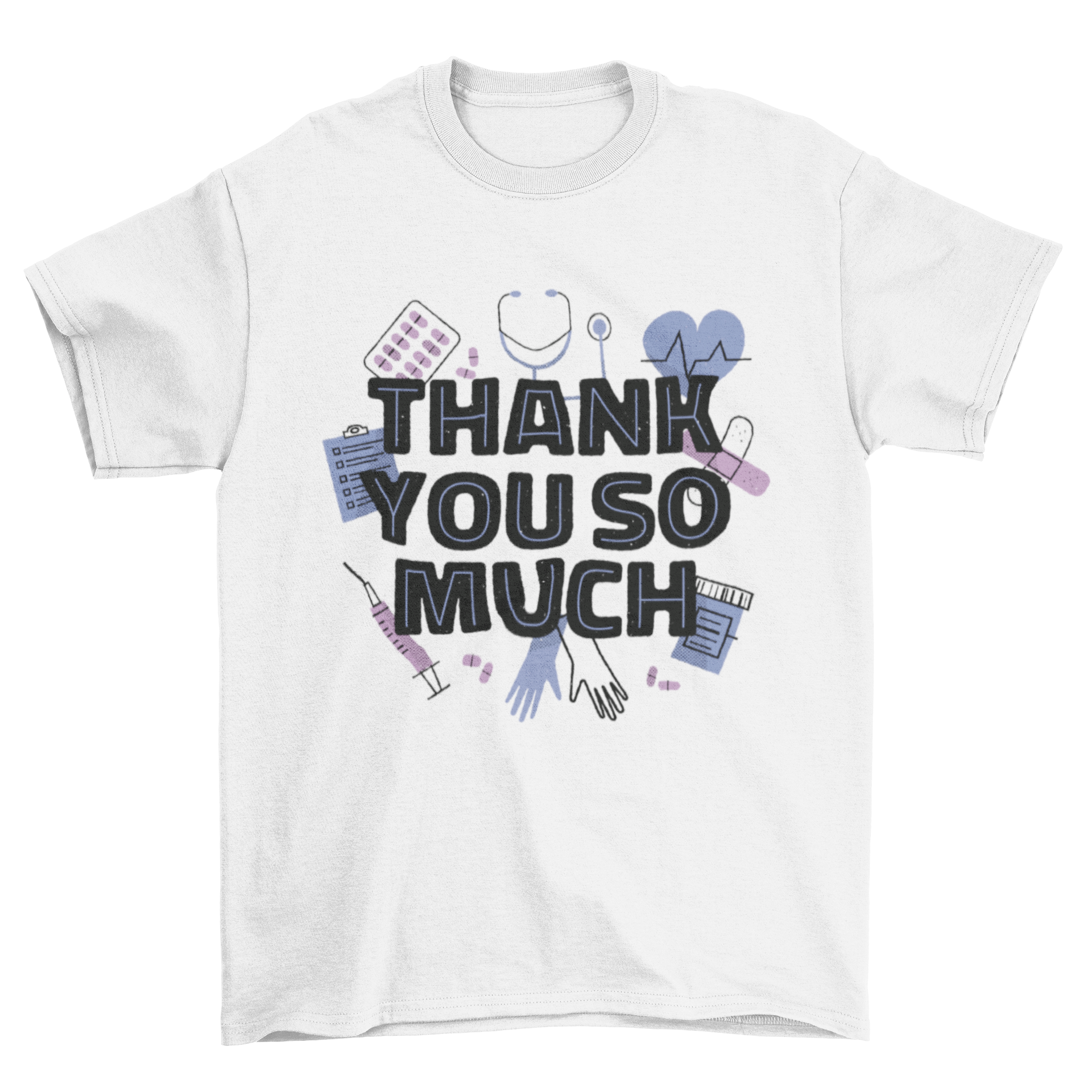 Thank You Health Care T-Shirt featuring a heartfelt quote and medical elements design.