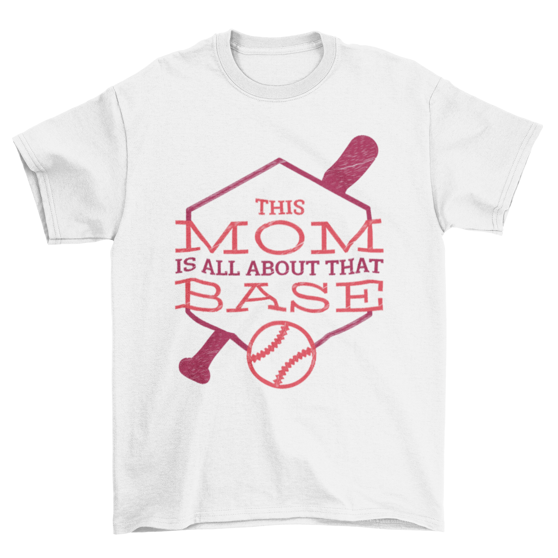 That Base T-shirt featuring playful lettering and baseball illustrations, perfect for moms who love baseball.