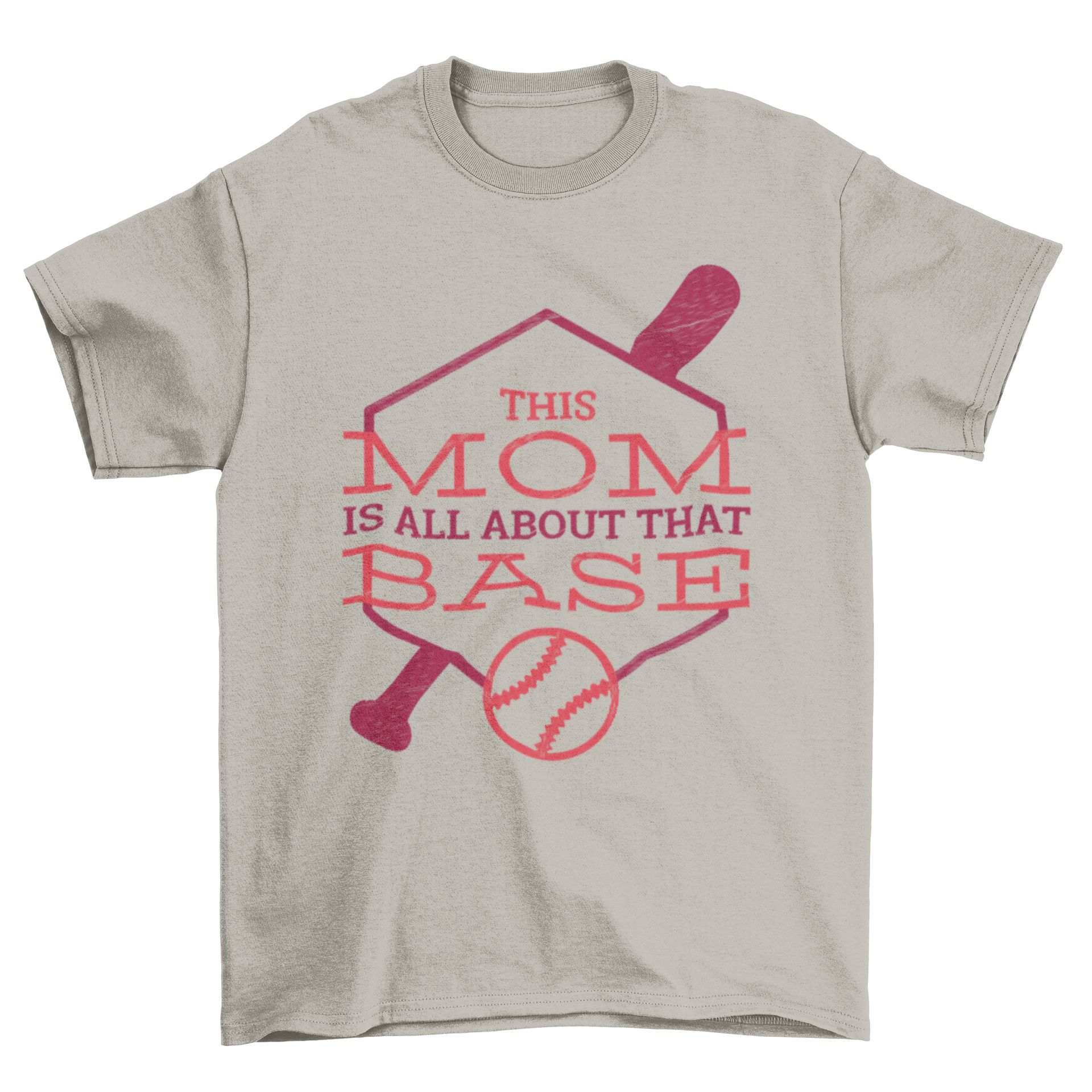 That Base T-shirt featuring playful lettering and baseball illustrations, perfect for moms who love baseball.