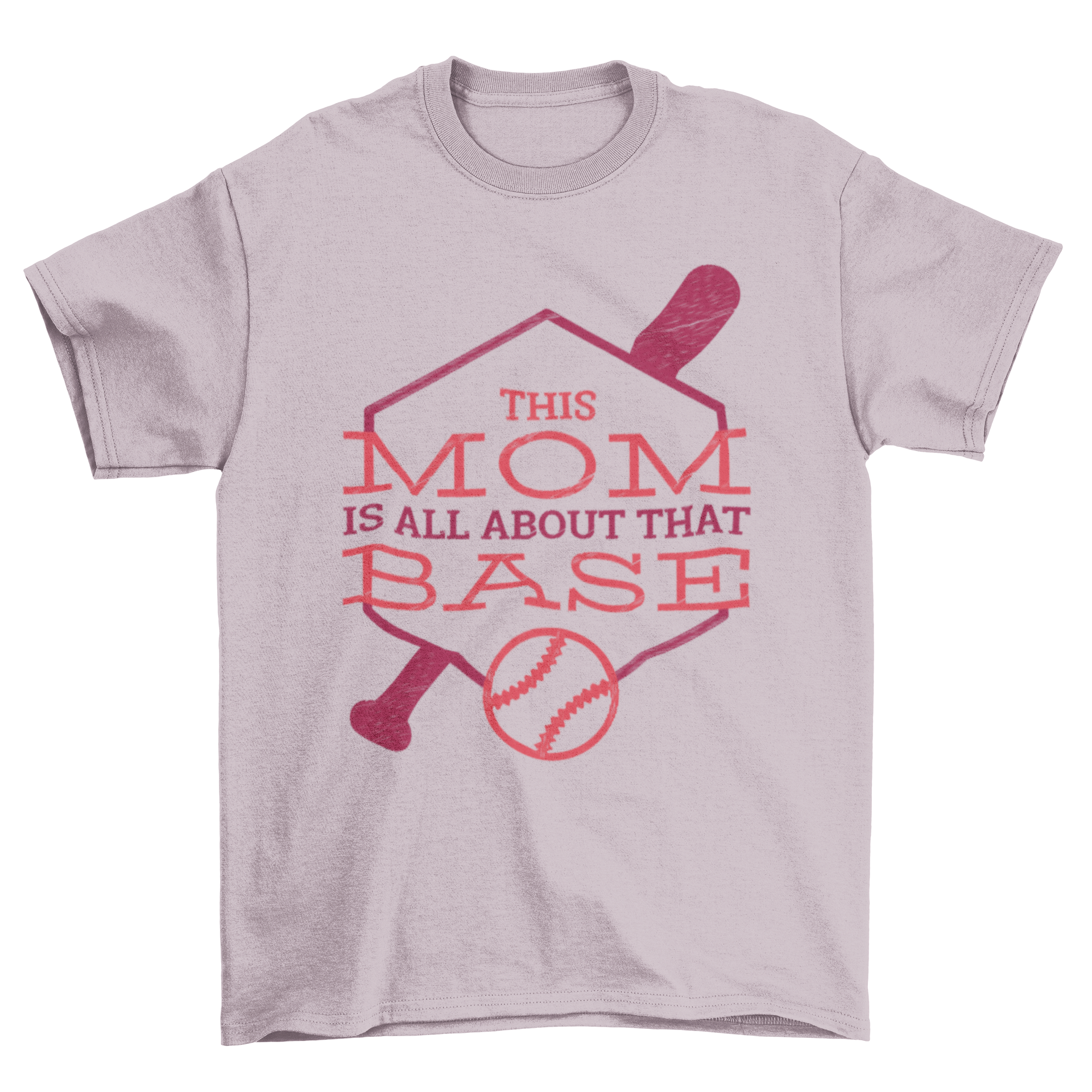 That Base T-shirt featuring playful lettering and baseball illustrations, perfect for moms who love baseball.