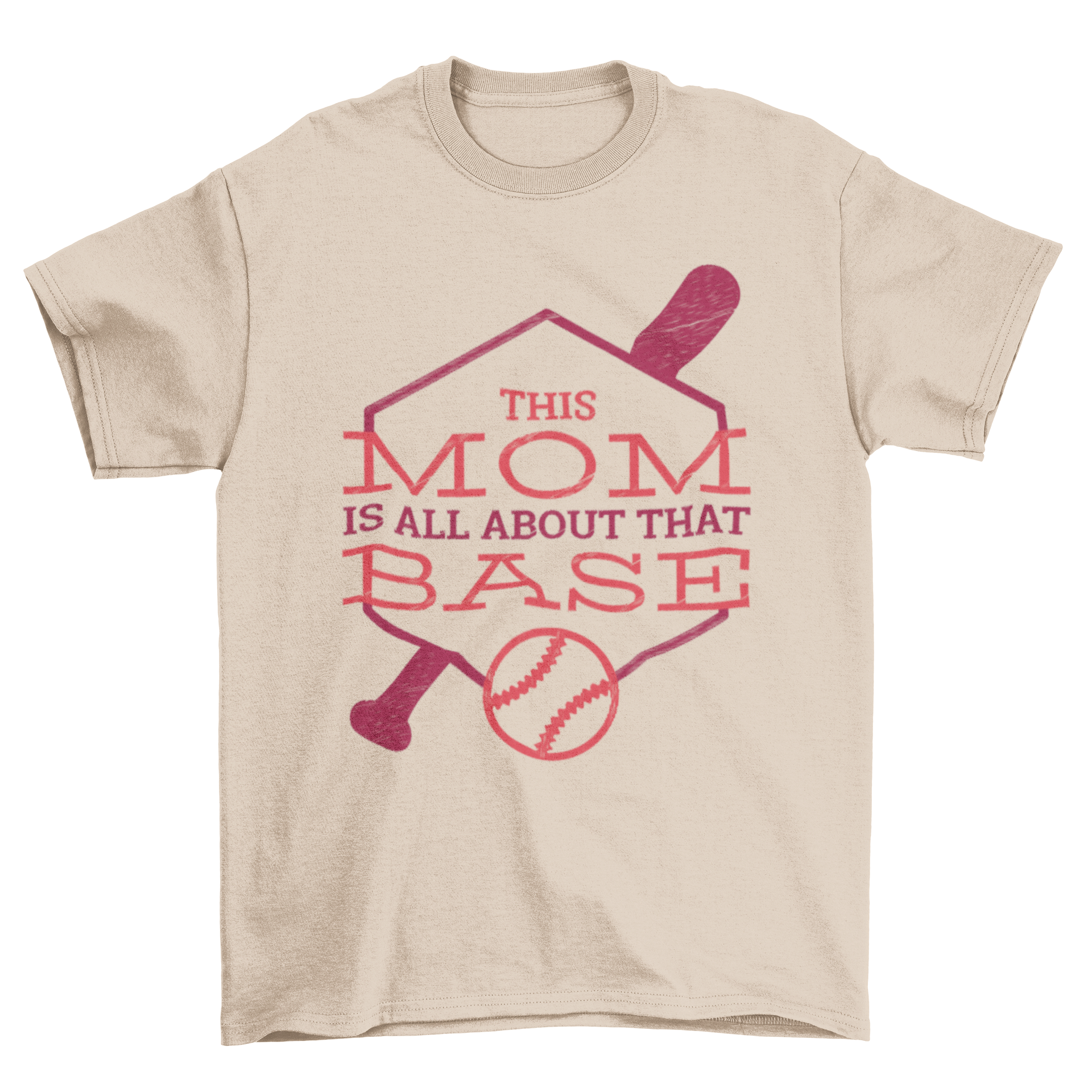 That Base T-shirt featuring playful lettering and baseball illustrations, perfect for moms who love baseball.