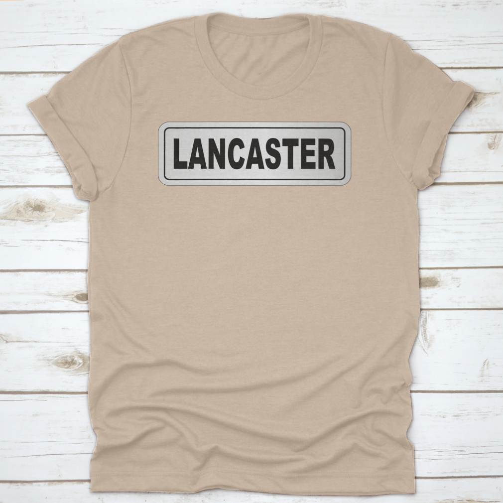 Vector graphic of the City of Lancaster nameplate on a white background, showcasing a classic design.