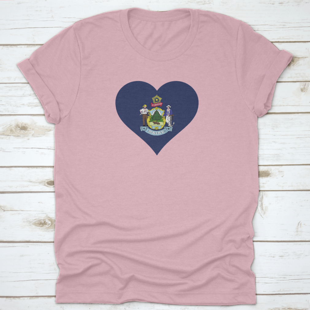 Heart-shaped icon featuring the Flag of the State of Maine, showcasing vibrant colors and intricate details.