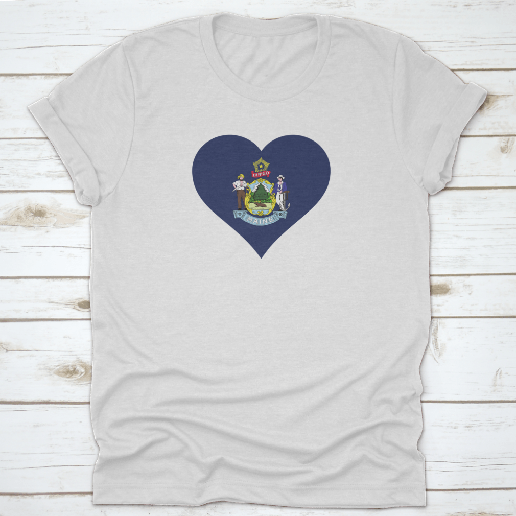 Heart-shaped icon featuring the Flag of the State of Maine, showcasing vibrant colors and intricate details.