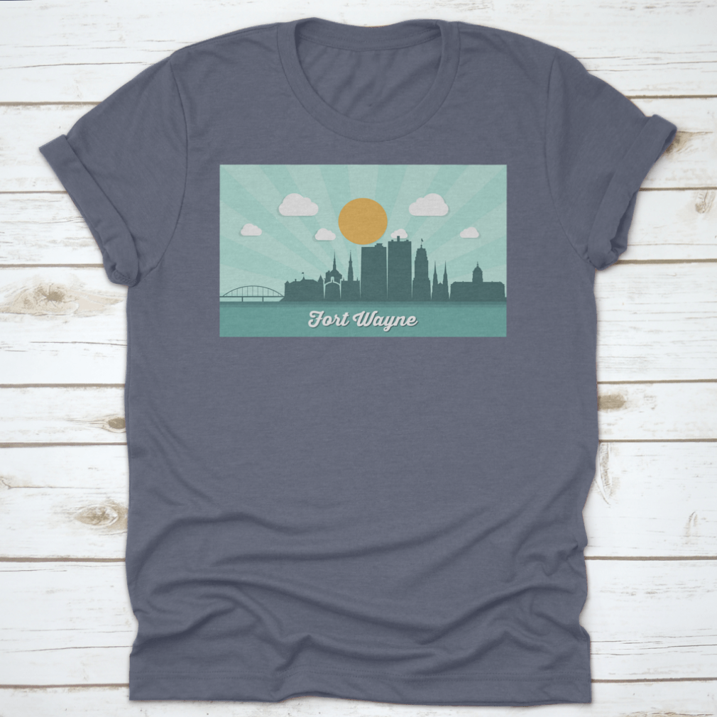 A stylish Ford Wayne Skyline T-shirt made from 100% cotton, featuring a classic fit and midweight fabric, perfect for casual wear.