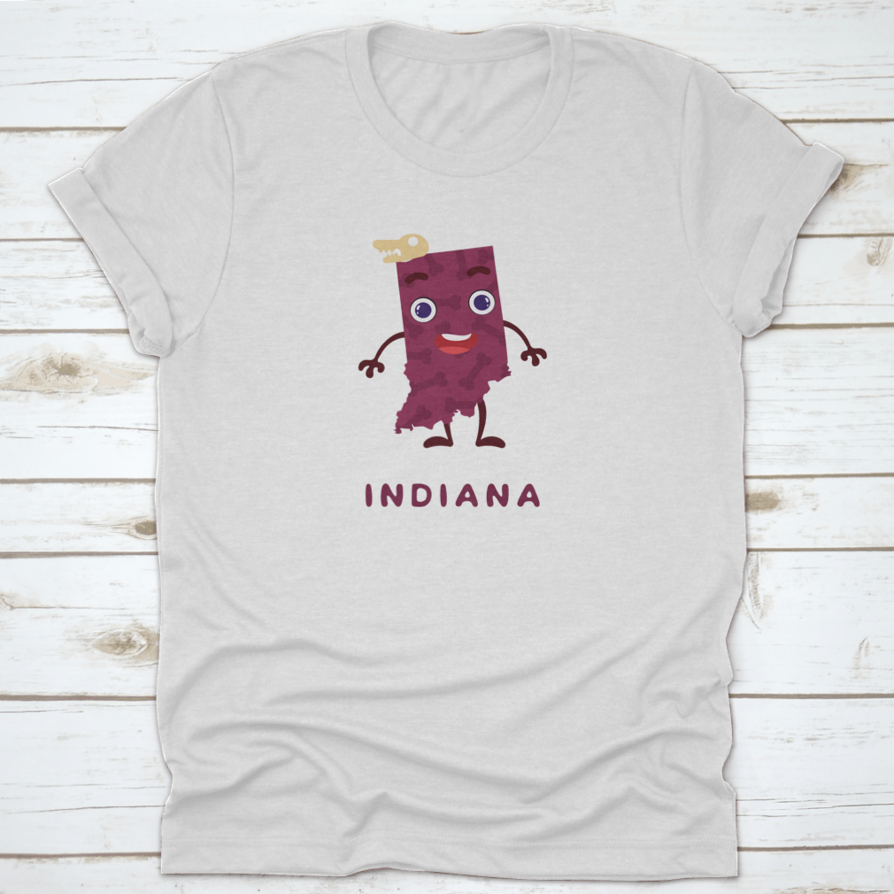 Cute cartoon character representing the Indiana State Map, showcasing vibrant colors and a playful design.