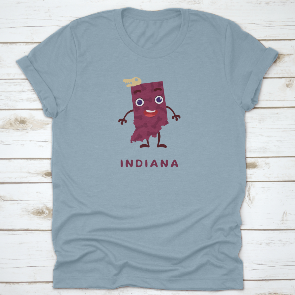 Cute cartoon character representing the Indiana State Map, showcasing vibrant colors and a playful design.