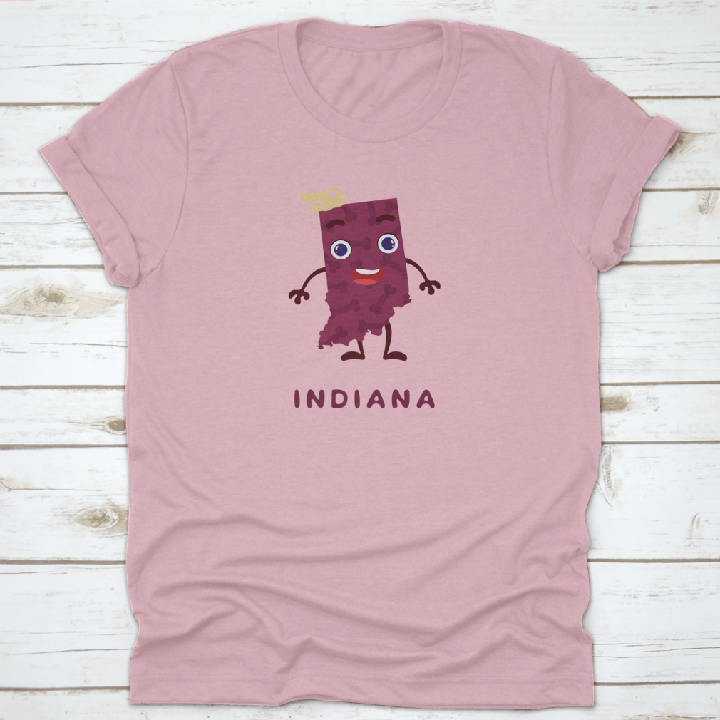 Cute cartoon character representing the Indiana State Map, showcasing vibrant colors and a playful design.