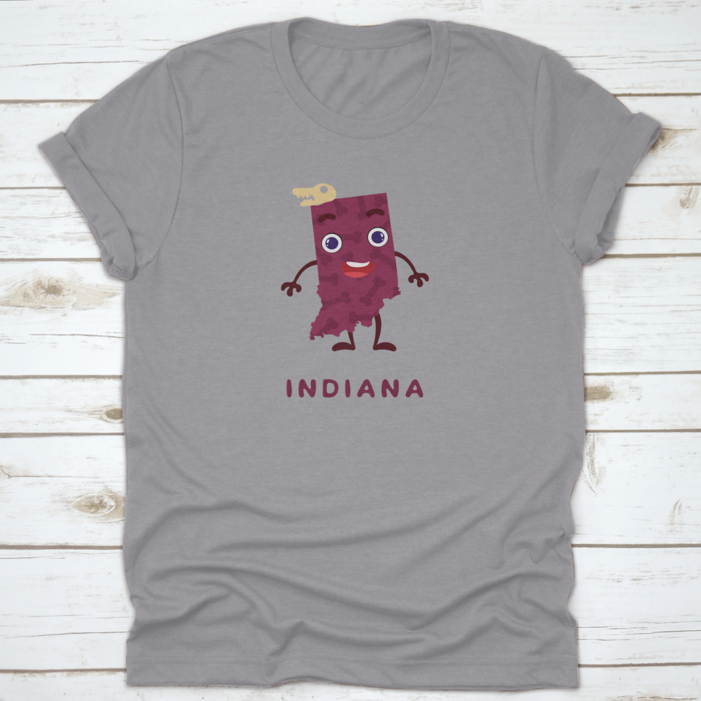 Cute cartoon character representing the Indiana State Map, showcasing vibrant colors and a playful design.