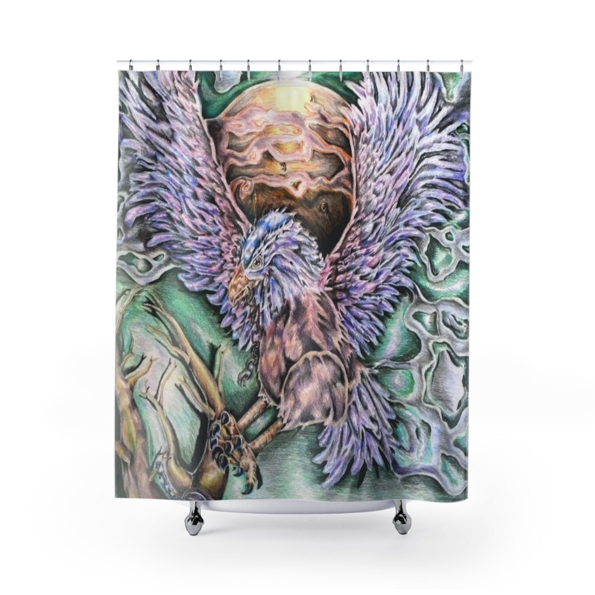 Stylish Key Shower Curtain made of durable polyester with vibrant print, enhancing bathroom decor.