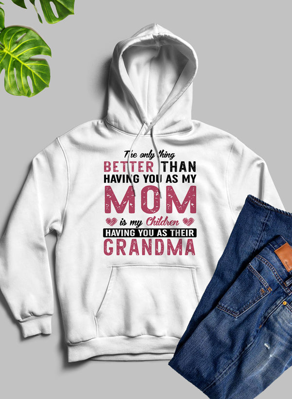 Cozy hoodie with a heartfelt message celebrating mothers, featuring an adjustable hood and fleece lining.