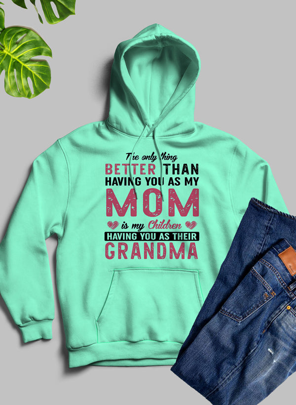 Cozy hoodie with a heartfelt message celebrating mothers, featuring an adjustable hood and fleece lining.