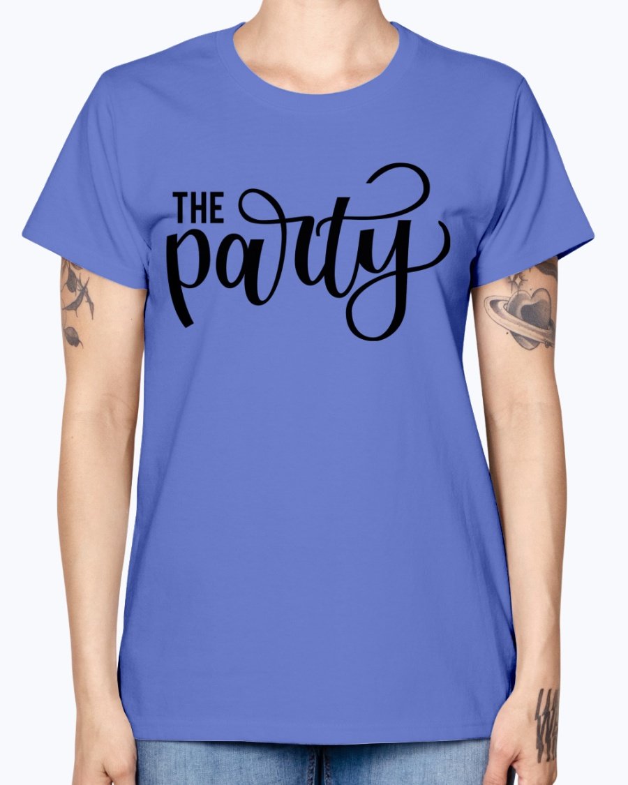 The Party Bridal and Wedding Missy T-Shirt in various colors, showcasing its feminine scoop neck and cap sleeves.