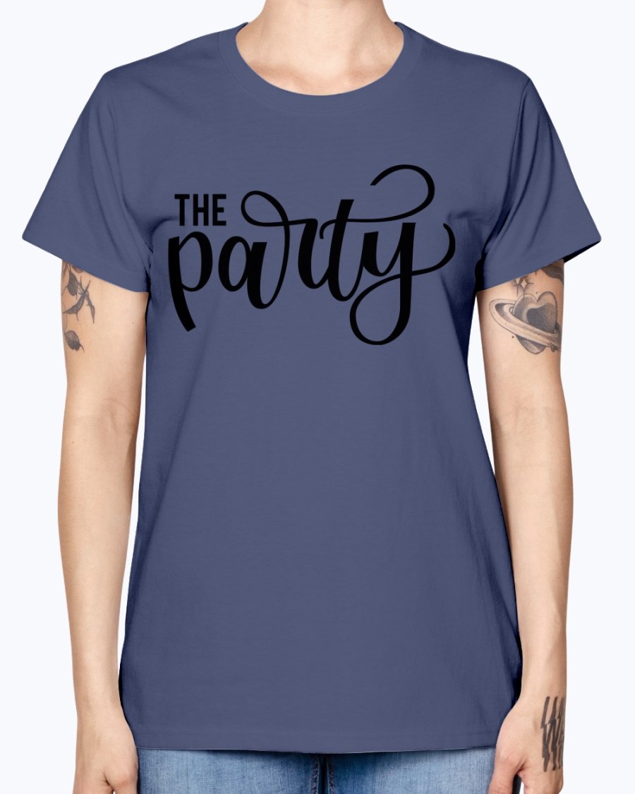 The Party Bridal and Wedding Missy T-Shirt in various colors, showcasing its feminine scoop neck and cap sleeves.