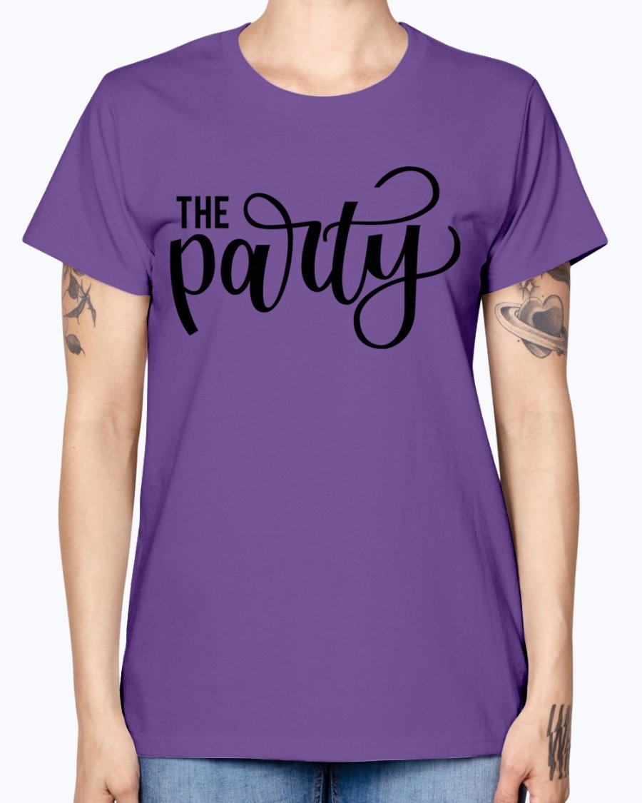 The Party Bridal and Wedding Missy T-Shirt in various colors, showcasing its feminine scoop neck and cap sleeves.