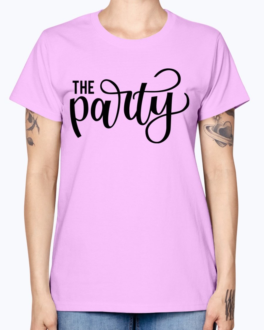 The Party Bridal and Wedding Missy T-Shirt in various colors, showcasing its feminine scoop neck and cap sleeves.