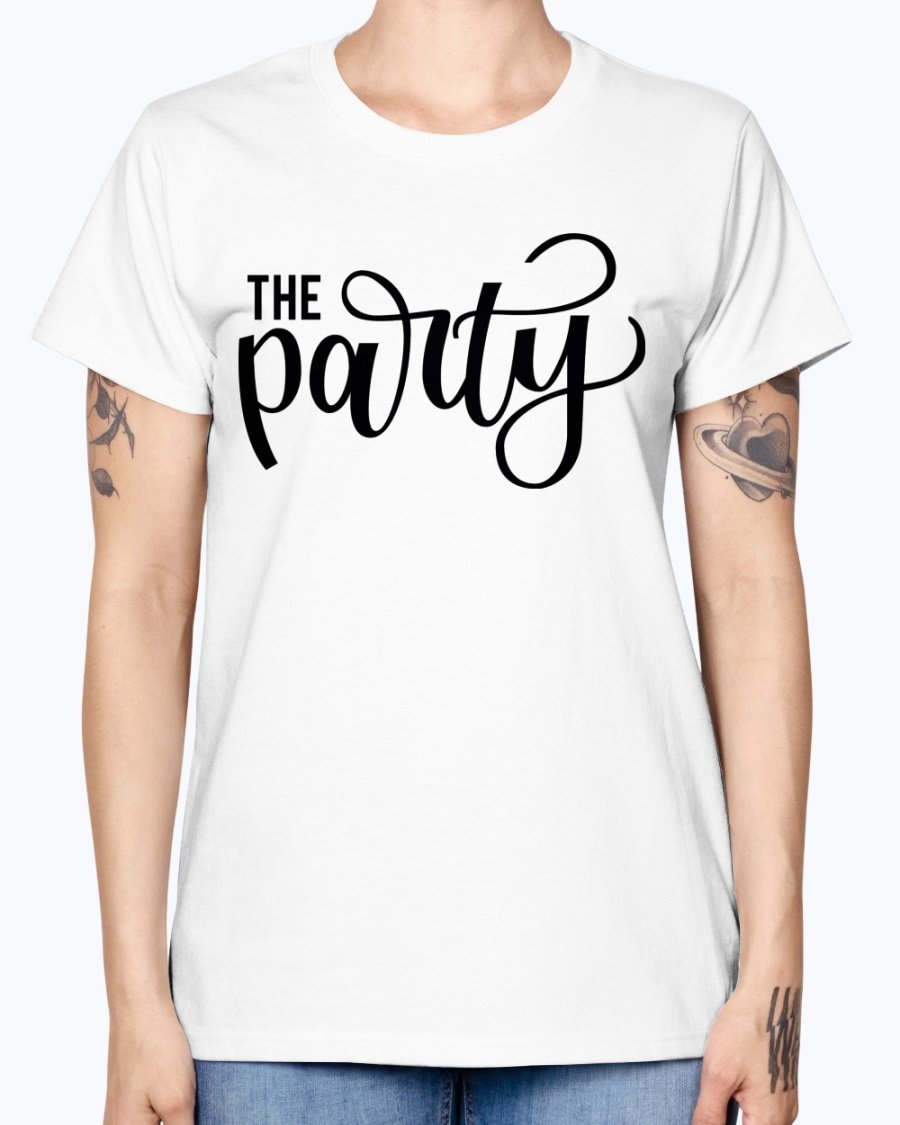 The Party Bridal and Wedding Missy T-Shirt in various colors, showcasing its feminine scoop neck and cap sleeves.