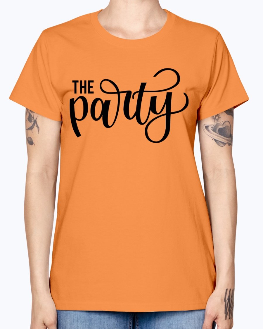 The Party Bridal and Wedding Missy T-Shirt in various colors, showcasing its feminine scoop neck and cap sleeves.