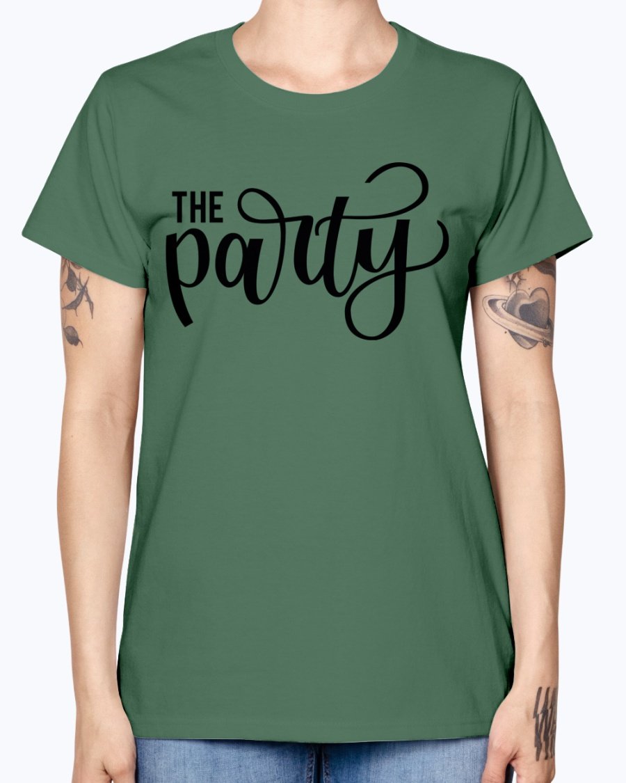 The Party Bridal and Wedding Missy T-Shirt in various colors, showcasing its feminine scoop neck and cap sleeves.