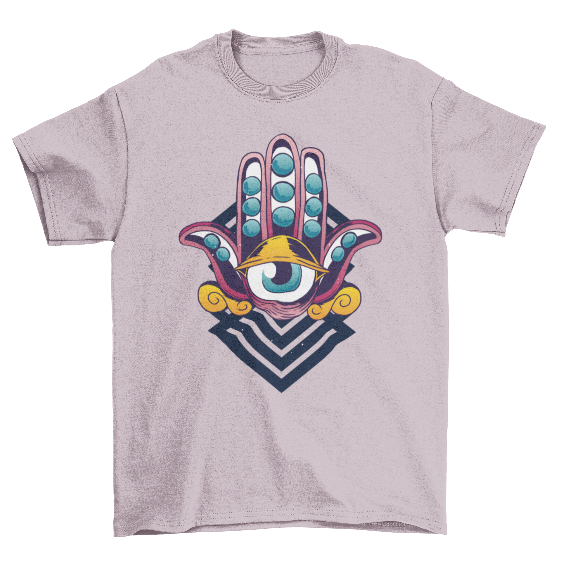 Third Eye T-Shirt featuring a colorful hand illustration with a mystical third eye design at the center.