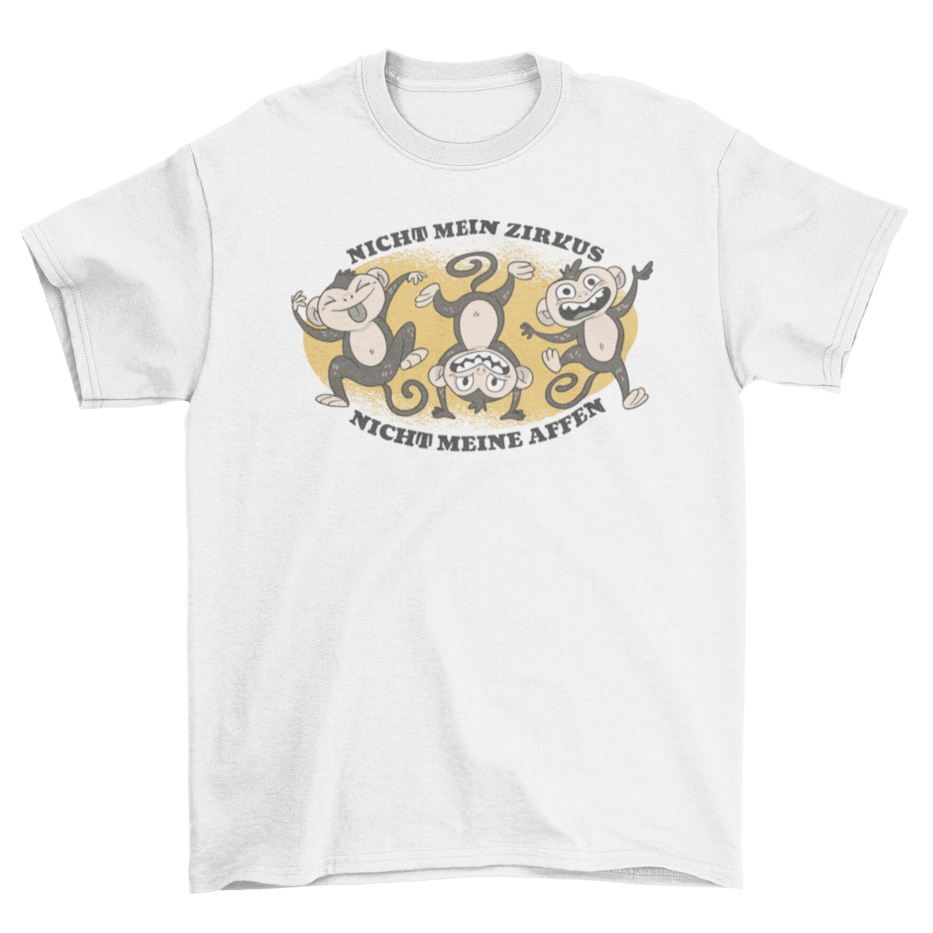 Three Monkey Animals T-Shirt featuring a humorous design with three monkeys and a German quote.