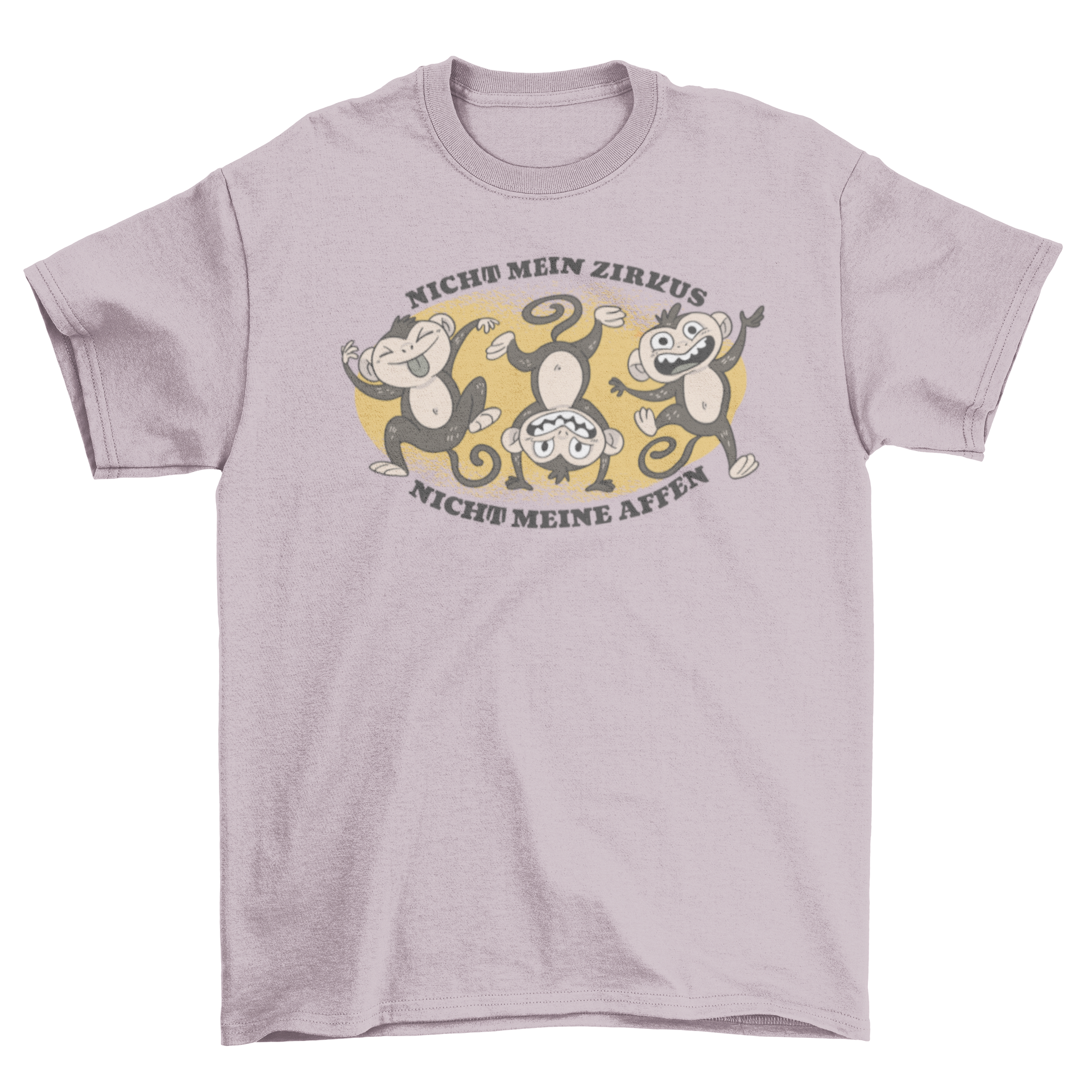 Three Monkey Animals T-Shirt featuring a humorous design with three monkeys and a German quote.