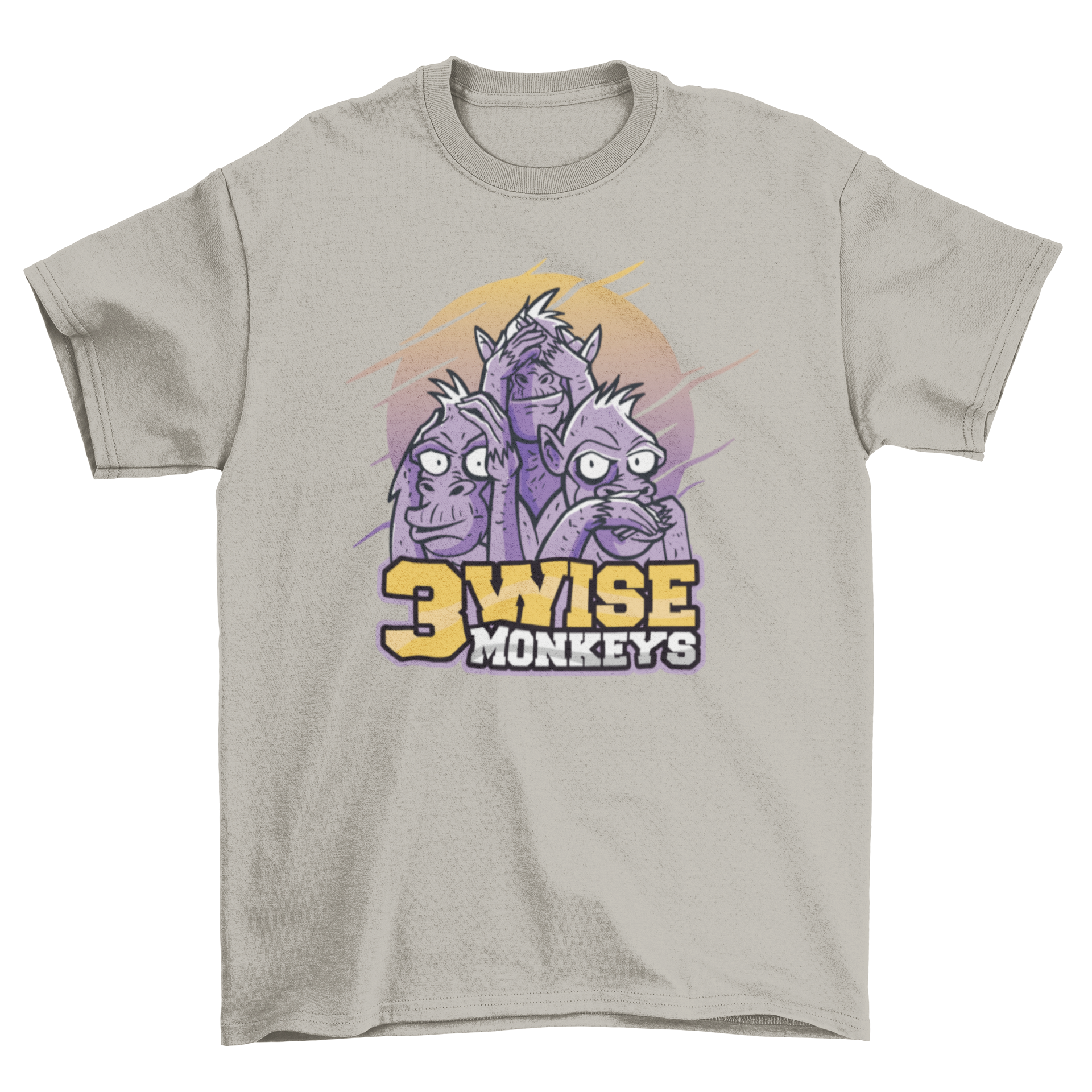 Three Wise Monkeys t-shirt featuring monkeys covering their ears, eyes, and mouth in a stylish design.