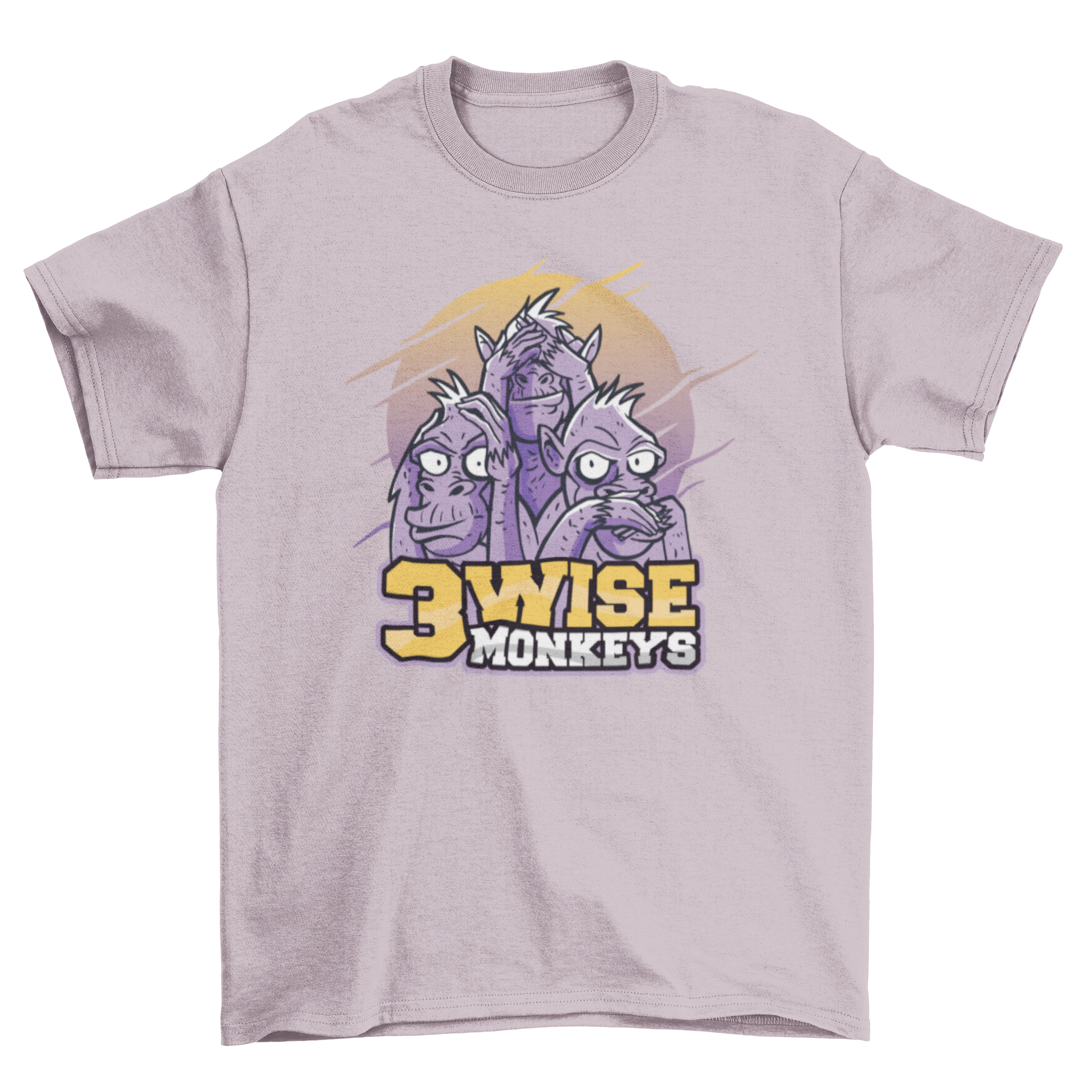 Three Wise Monkeys t-shirt featuring monkeys covering their ears, eyes, and mouth in a stylish design.