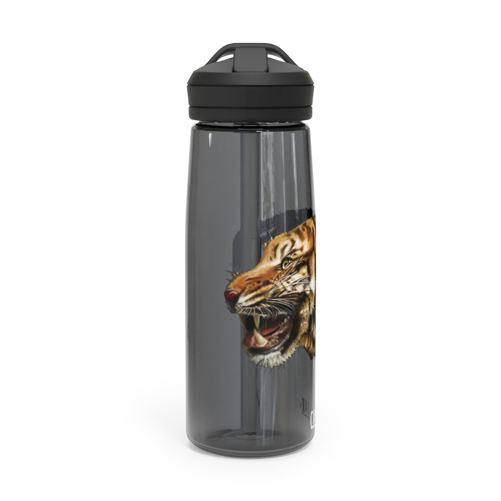 Tiger CamelBak Eddy® Water Bottle in vibrant colors, showcasing its durable Tritan™ material and spill-proof design.