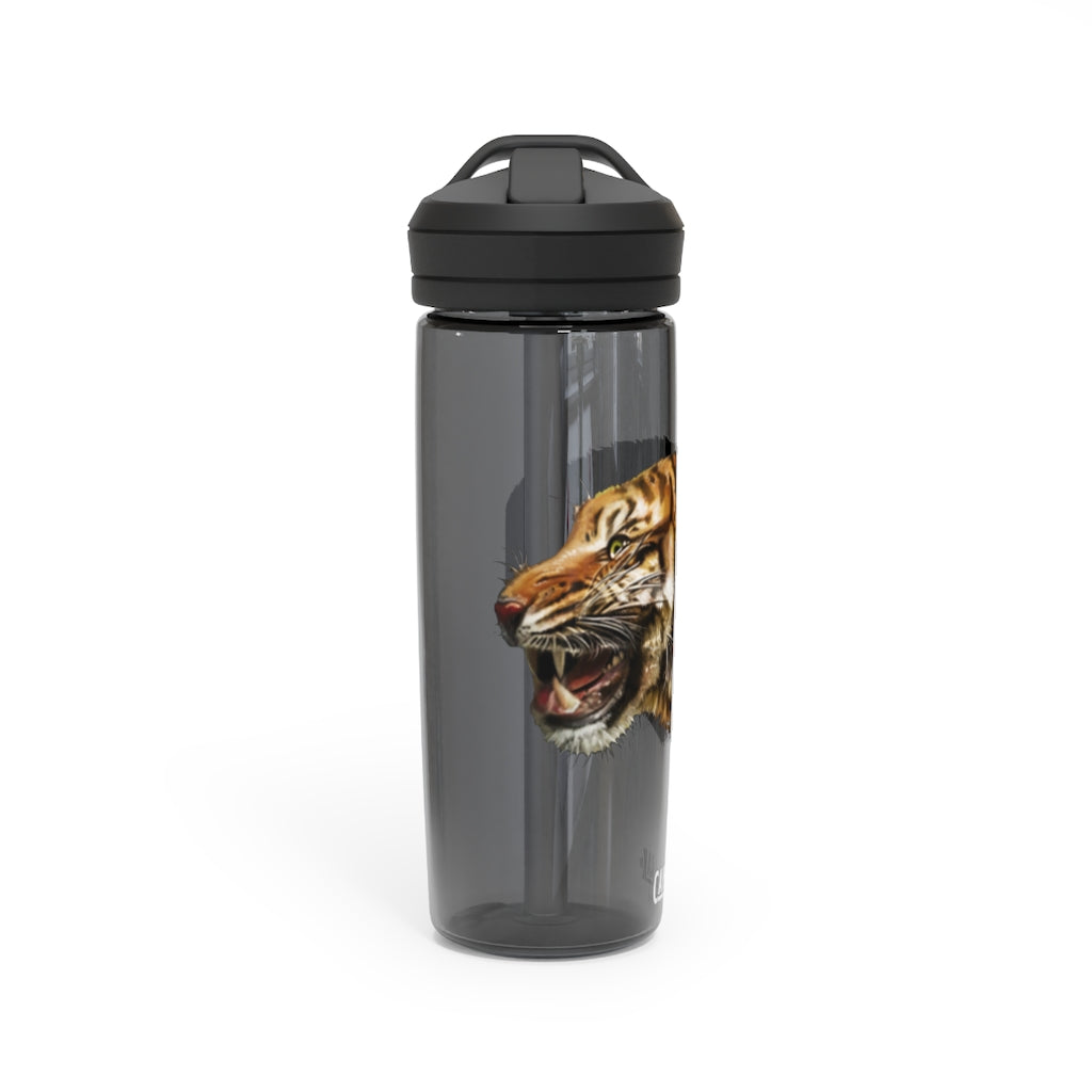 Tiger CamelBak Eddy® Water Bottle in vibrant colors, showcasing its durable Tritan™ material and spill-proof design.