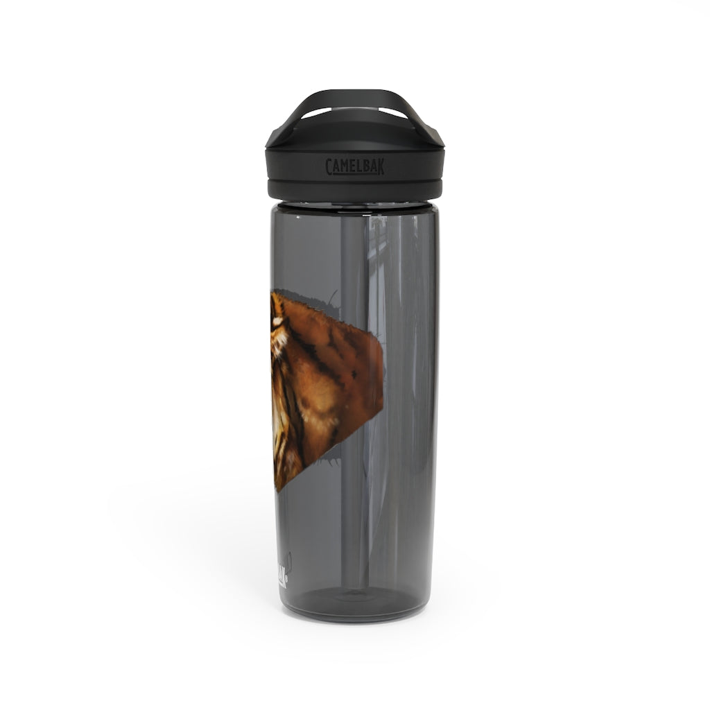 Tiger CamelBak Eddy® Water Bottle in vibrant colors, showcasing its durable Tritan™ material and spill-proof design.