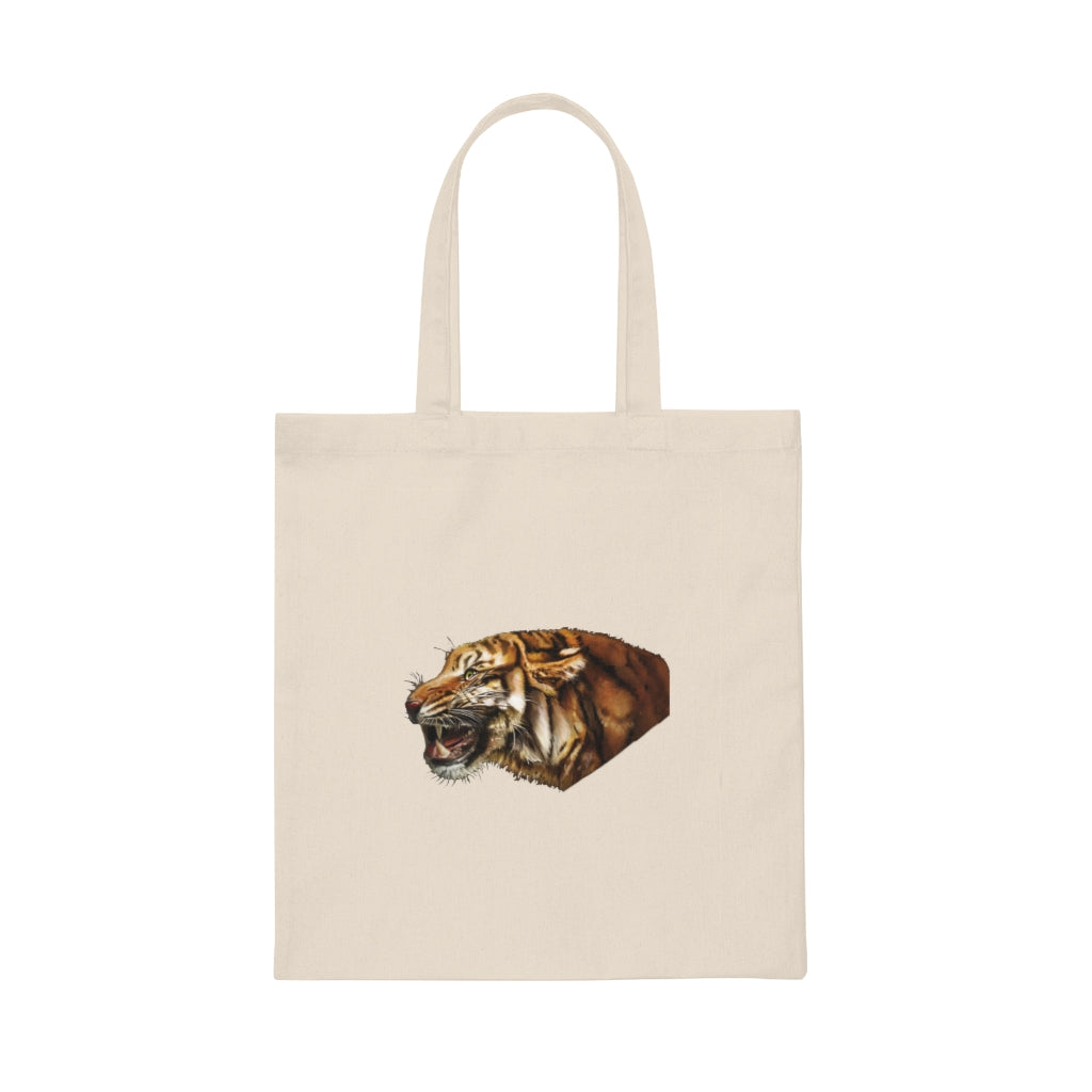 Tiger Canvas Tote Bag made of 100% cotton sheeting, featuring reinforced handles and a spacious design for personalized prints.