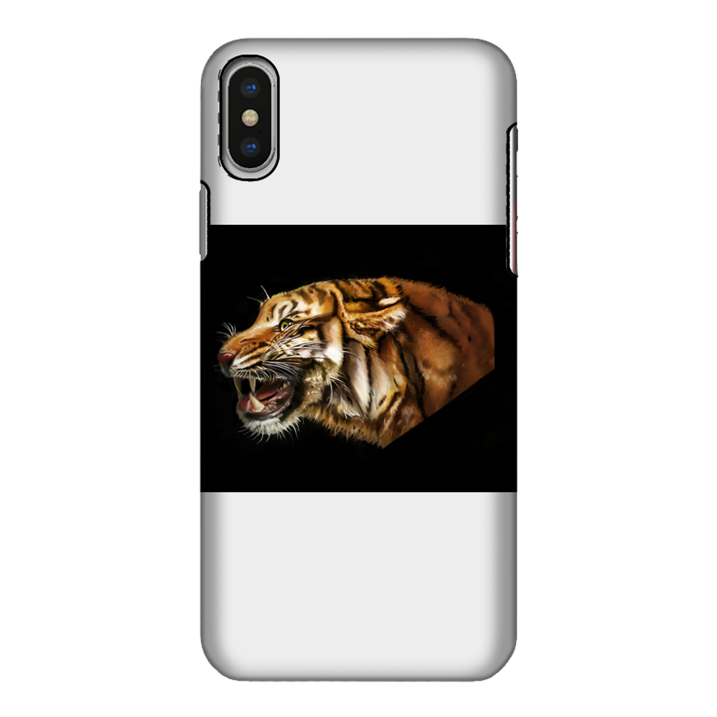 Tiger Fully Printed Tough Phone Case showcasing vibrant design and dual-layer protection.