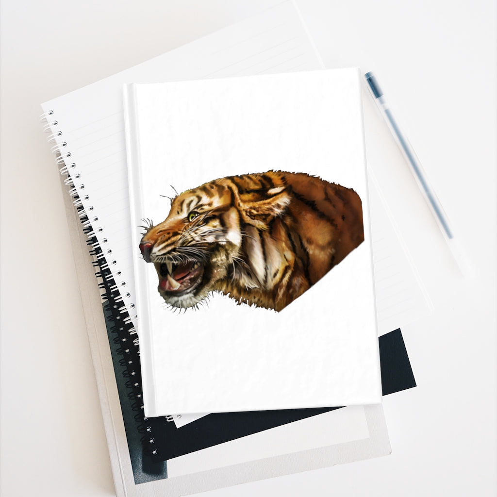 Tiger Journal - Ruled Line with durable hardcover and full wraparound print, featuring 128 ruled line pages for writing.