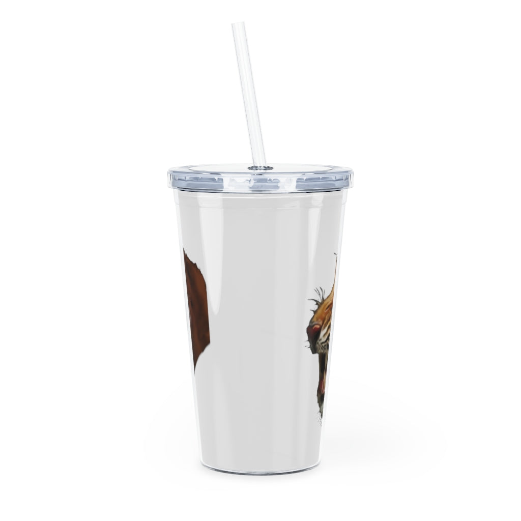 Tiger Plastic Tumbler with Straw, featuring a customizable design and double wall insulation, perfect for parties and gatherings.