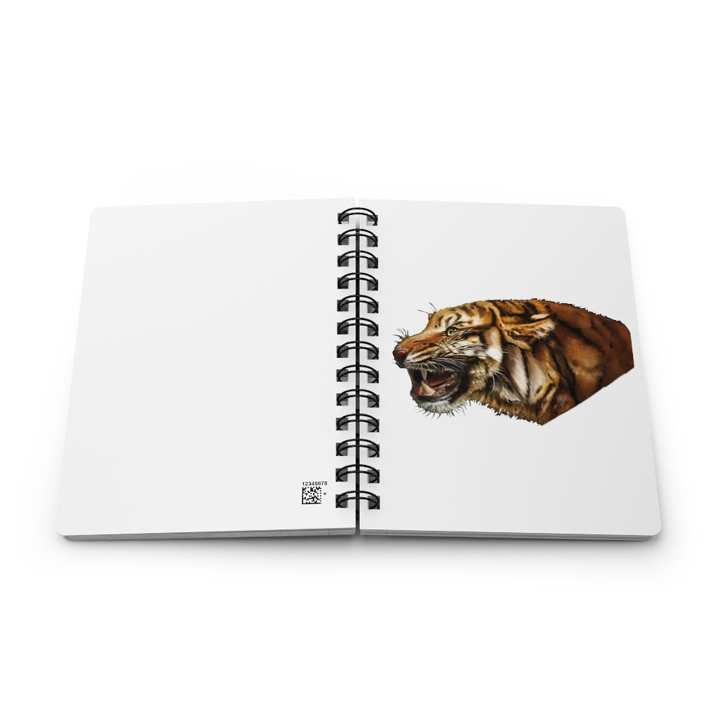 Tiger Spiral Bound Journal with glossy laminated cover and lined pages, perfect for writing and personalization.