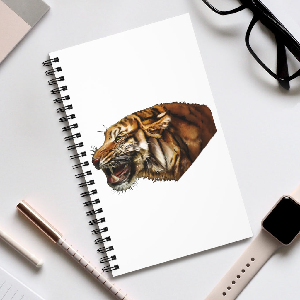 Tiger Spiral Journal featuring a stylish front cover, available in various styles including blank, dot grid, lined, and task manager formats.