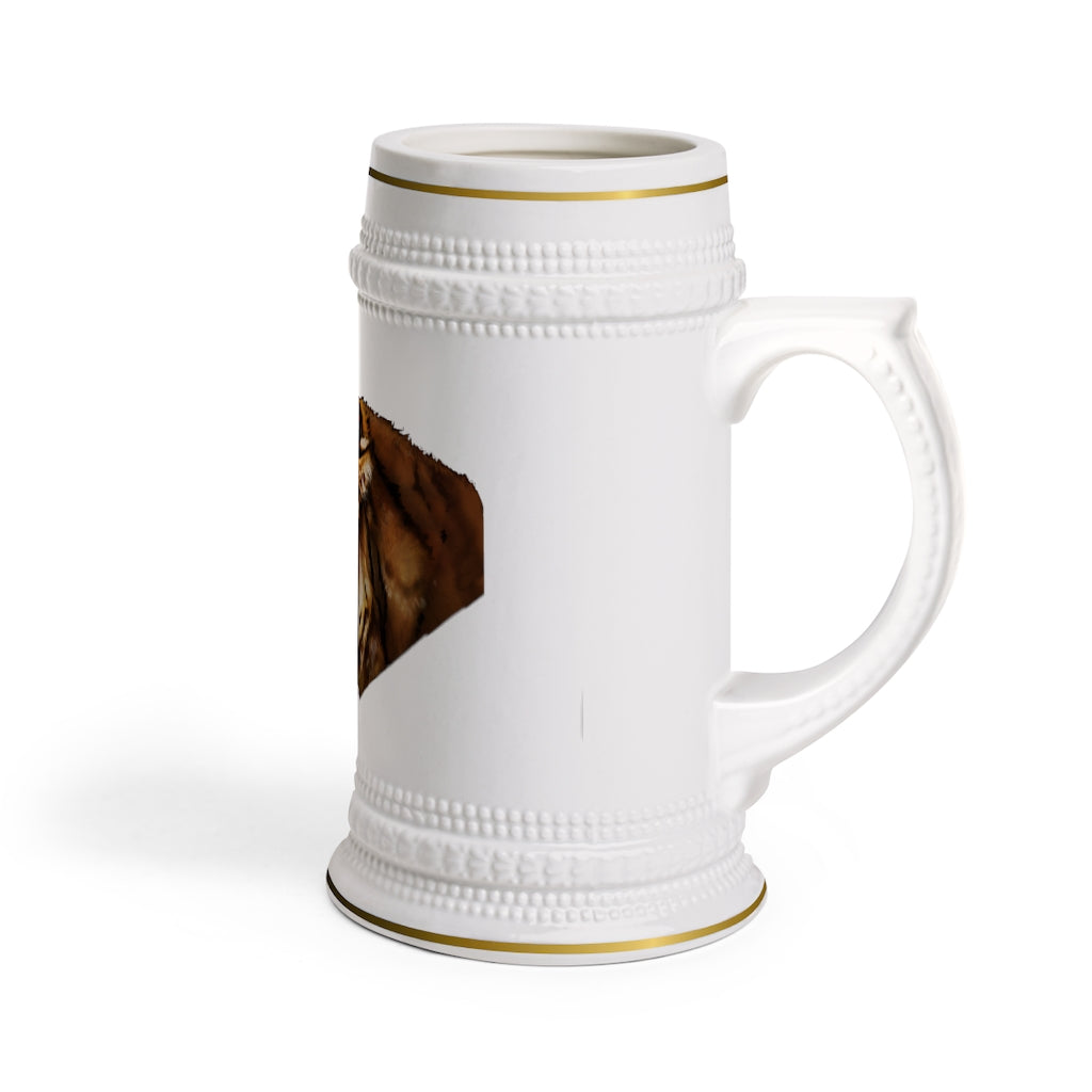 Tiger Stein Mug made of durable white ceramic with ribbed outlines, perfect for customization and everyday use.