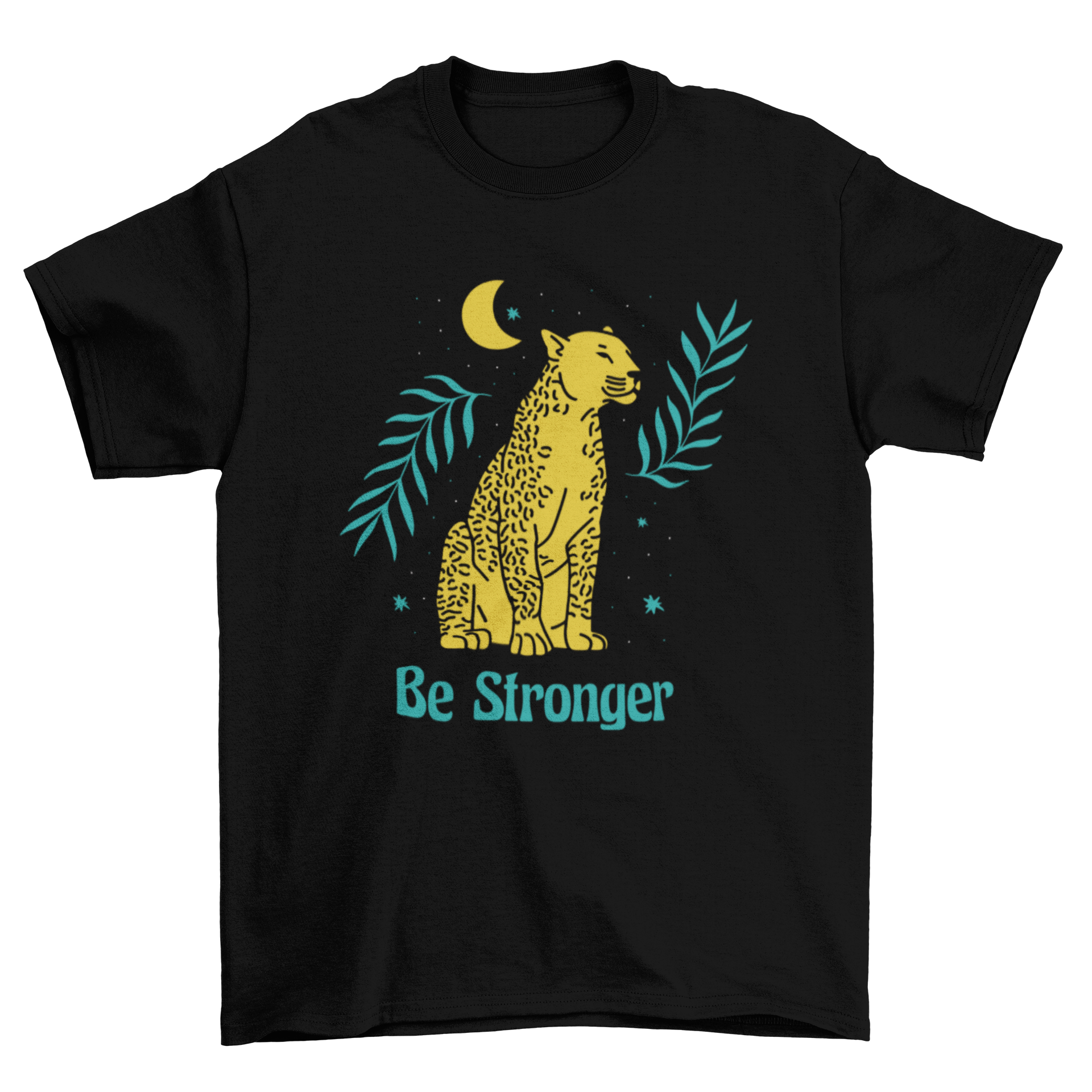 A stylish t-shirt featuring a fierce tiger graphic and the quote 'Be Stronger', symbolizing strength and motivation.