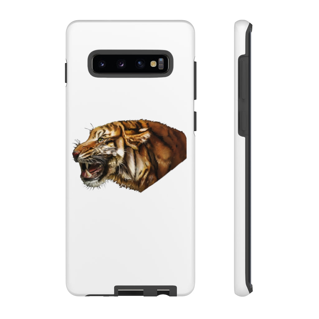 Tiger Tough Cases showcasing a dual-layer design with vibrant photographic prints, providing stylish protection for smartphones.