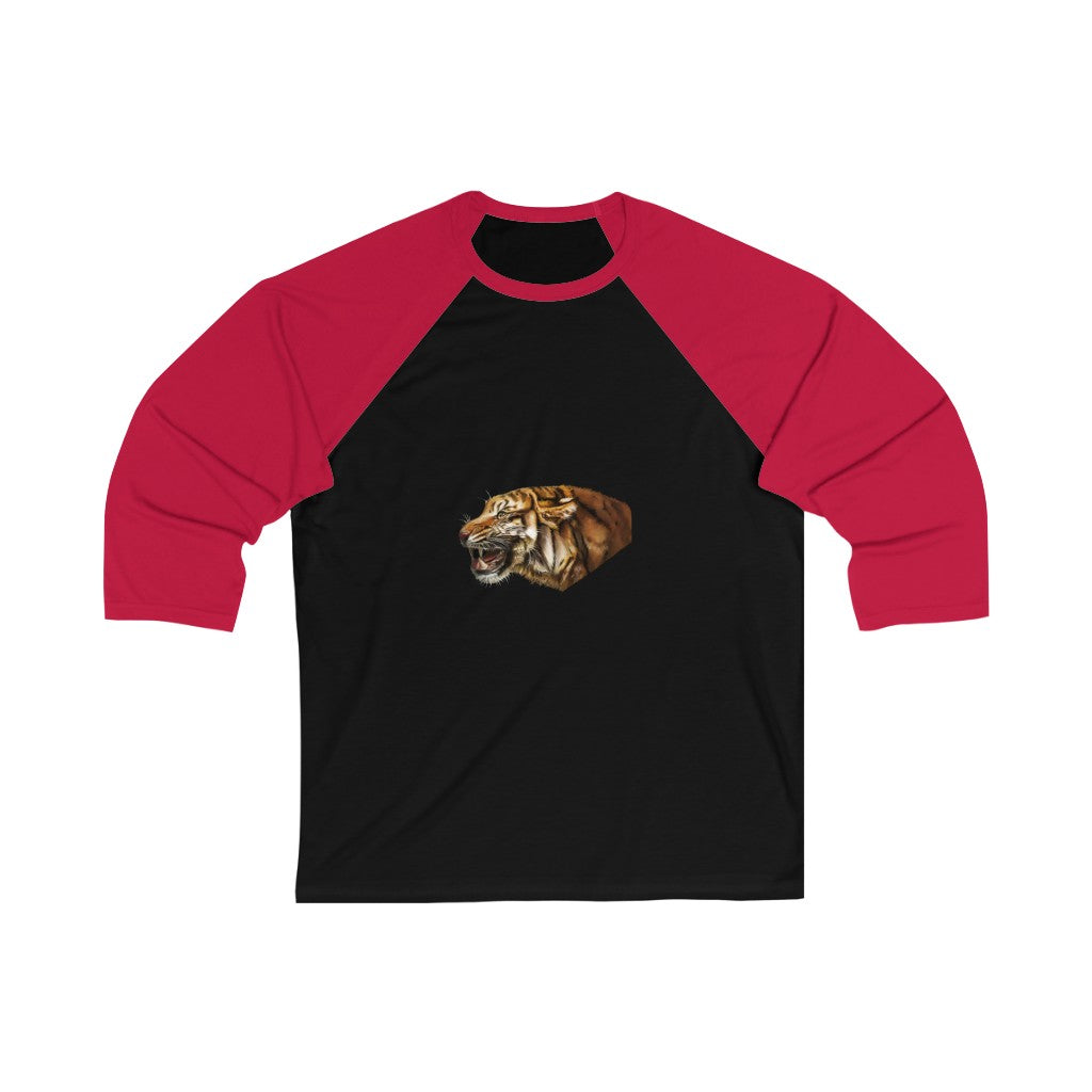 Tiger Unisex 3/4 Sleeve Baseball Tee in various colors, showcasing its modern fit and durable ribbed collar.