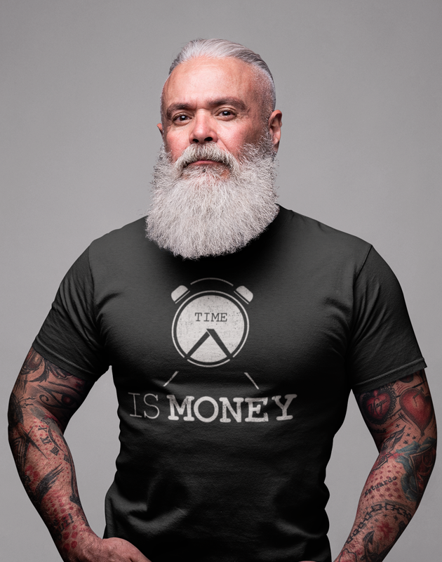 A stylish Time Is Money T-shirt made from soft ringspun cotton, featuring a unique design by top artists, perfect for casual wear.